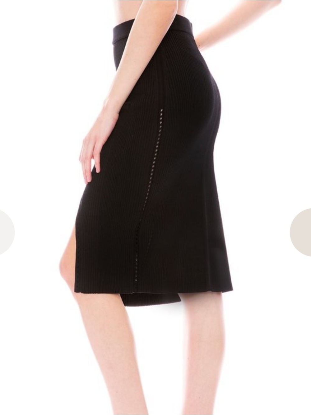 Jonathan Simkhai‎ Eyelet Rib Knit Wrap Midi Skirt Black Quiet Luxury Minimalist